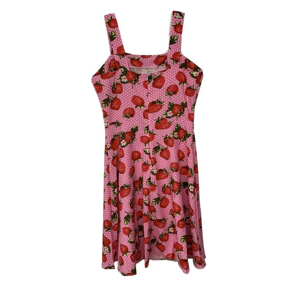 NEW Pinup Rockabilly Dress Retro Strawberries Pink - Picture 3 of 8